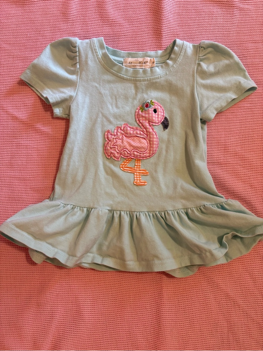 Light Blue Flamingo Applique Peplum Tee - toddler girl